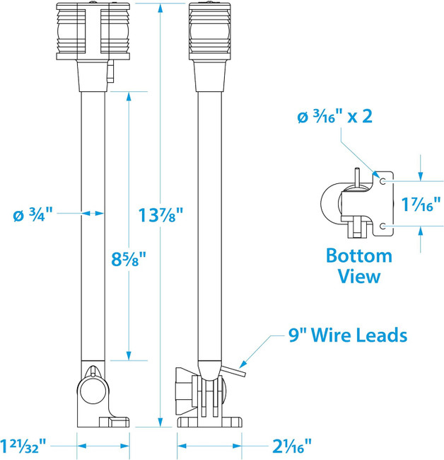 Seachoice Marine Boat Deluxe Fold-Down Masthead and All-Around Navigation Light - Horizontal 05931 Seachoice Marine Boat Deluxe Fold-Down Masthead and All-Around Navigation Light - Horizontal 05931