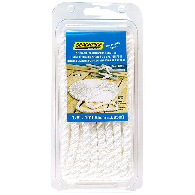 Seachoice 3-Strand Twisted Nylon Dock Line - White Seachoice 3-Strand Twisted Nylon Dock Line - White