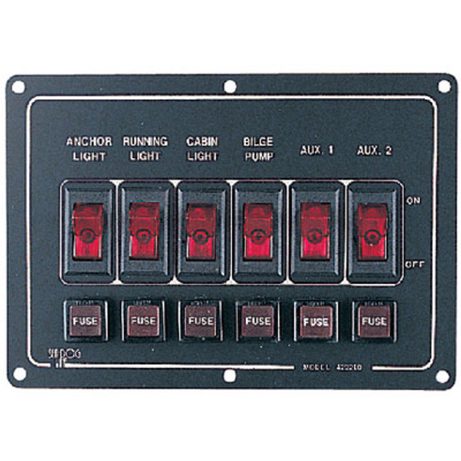 Sea-Dog Line Switch Panel-Horizontal 6 Alum 422210-1 Sea-Dog Line Switch Panel-Horizontal 6 Alum 422210-1