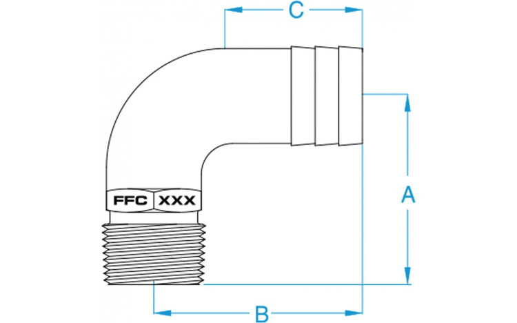 GROCO 1-1/2" NPT x 1-3/4" ID Bronze Full Flow 90° Elbow Pipe to Hose Fitting FFC-1500 GROCO 1-1/2" NPT x 1-3/4" ID Bronze Full Flow 90° Elbow Pipe to Hose Fitting FFC-1500