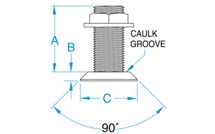 Groco Thru Hull Flush with Nut 1" Fth-1000-W Groco Thru Hull Flush with Nut 1" Fth-1000-W