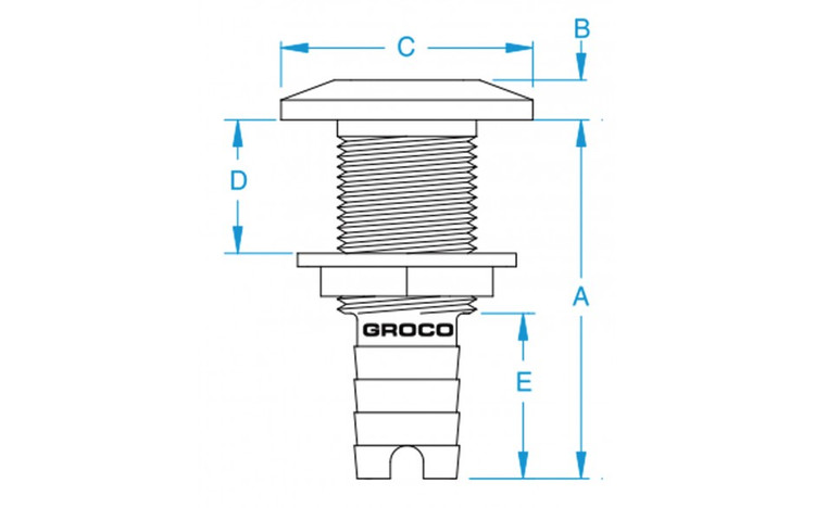 GROCO Stainless Steel Hose Barb Thru-Hull Fitting - 5/8" HTH-625-S