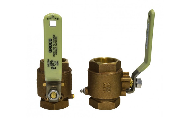 GROCO 1/2" NPT Bronze In-Line Ball Valve IBV-500 GROCO 1/2" NPT Bronze In-Line Ball Valve IBV-500
