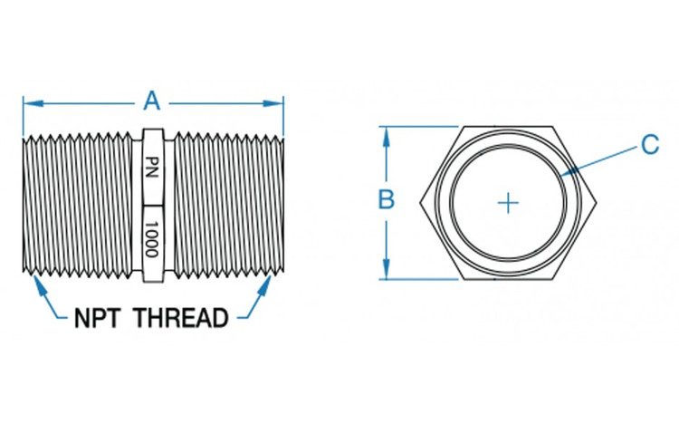 GROCO Bronze Pipe Nipple - 3/4" NPT PN-750