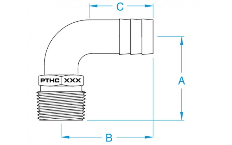 Groco 2-1/2" NPT Bronze 90 Degree Pipe to Hose Fitting Pthc-2500