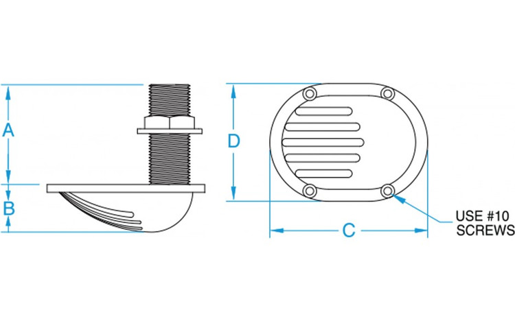 GROCO 1-1/2" Bronze Combo Scoop Thru-Hull w/Nut STH-1500-W GROCO 1-1/2" Bronze Combo Scoop Thru-Hull w/Nut STH-1500-W