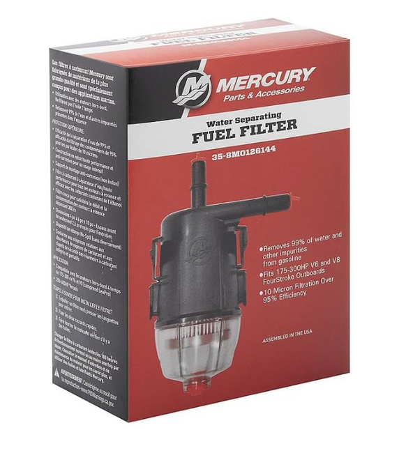 OEM Mercury Boat-Mounted Water Separating Fuel Filter V6 & V8 175-300hp 4-Stroke Outboards 35-8M0126144