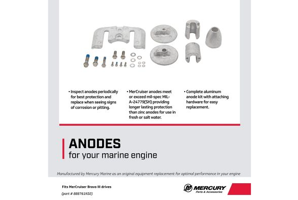 OEM Mercrusier Mercury Quicksilver Bravo III Sterndrives Aluminum Anode Kit 97-888761K02 OEM Mercrusier Mercury Quicksilver Bravo III Sterndrives Aluminum Anode Kit 97-888761K02
