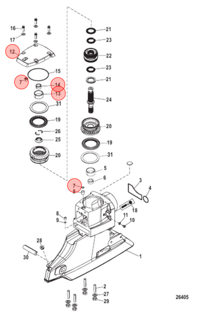 Mercury / Quicksilver Bravo Seacore Top Assembly 866461A02 Mercury / Quicksilver Bravo Seacore Top Assembly 866461A02
