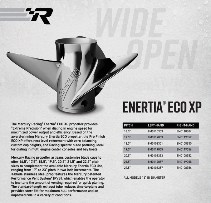 Mercury Racing Enertia Eco XP 3-Blade, 16" X 19.5", LH 48-8M0119055 Mercury Racing Enertia Eco XP 3-Blade, 16" X 19.5", LH 48-8M0119055