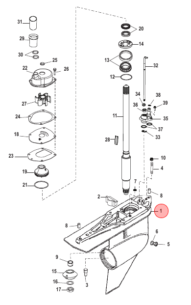 Mercury / Quicksilver GEN II -Basic Gearcase 1623-815822A36 Mercury / Quicksilver GEN II -Basic Gearcase 1623-815822A36