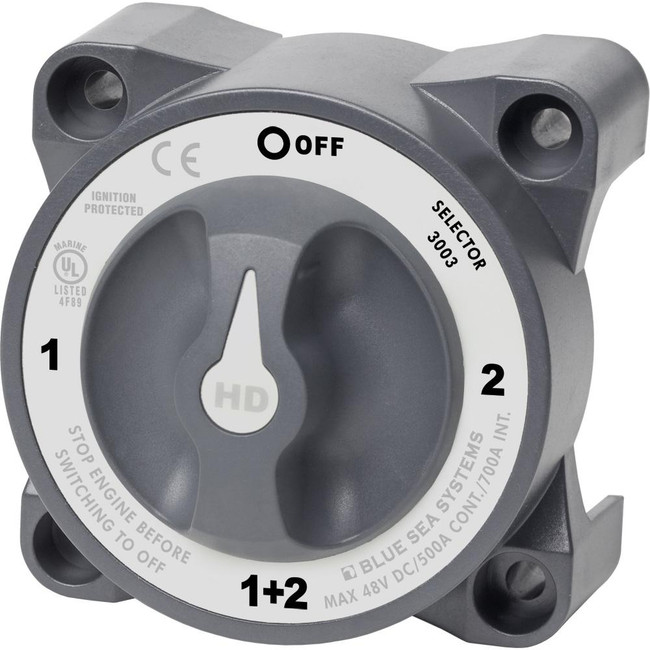 Blue Sea 3003 HD-Series Battery Switch Selector w/Alternator Field Disconnect Blue Sea 3003 HD-Series Battery Switch Selector w/Alternator Field Disconnect