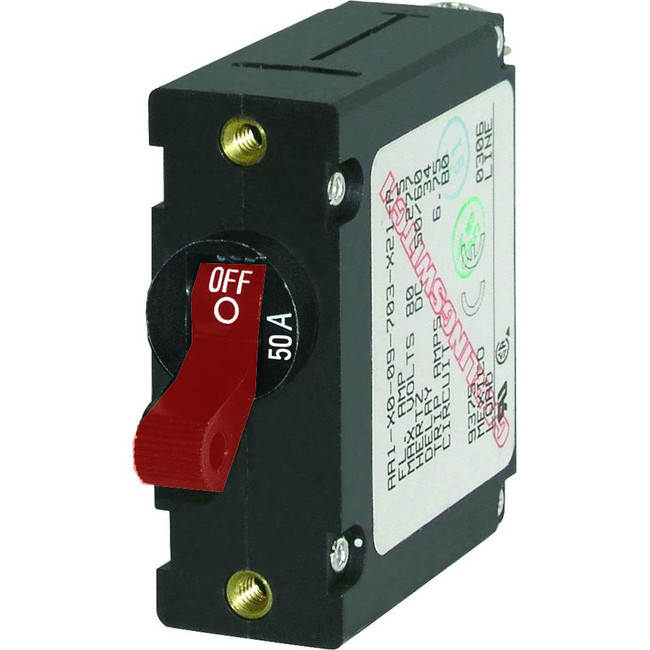 Blue Sea 7229 AC / DC Single Pole Magnetic World Circuit Breaker - 50 Amp
