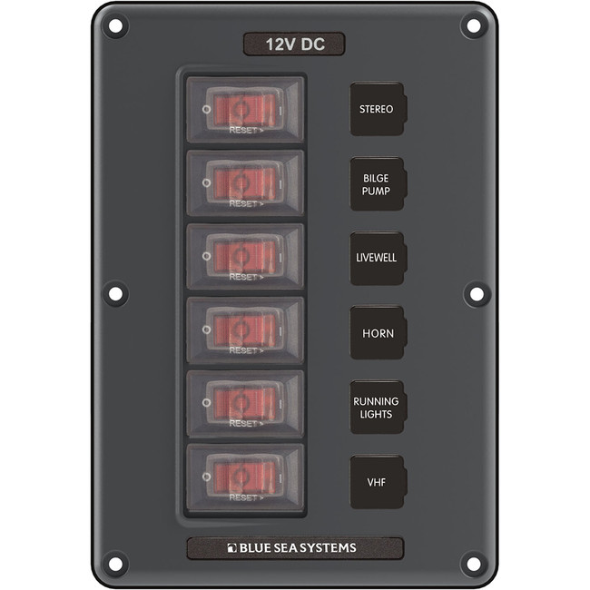 Blue Sea 4322 Circuit Breaker Switch Panel 6 Position - Gray