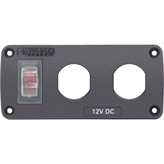 Blue Sea 4364 Water Resistant USB Accessory Panel - 15A Circuit Breaker, 2x Blank Apertures Blue Sea 4364 Water Resistant USB Accessory Panel - 15A Circuit Breaker, 2x Blank Apertures
