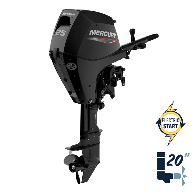 New Mercury 25ELH EFI 20" Shaft Electric Start Four Stroke Tiller Outboard 1A25311BK