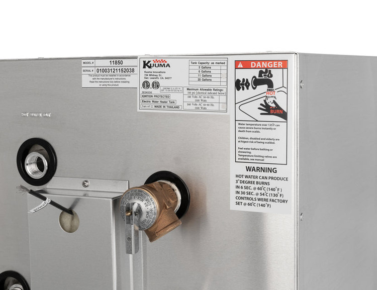 Kuuma 11 Gallon Marine Water Heater - 240V Front Heat Exchanger, L1&N Wiring 11850
