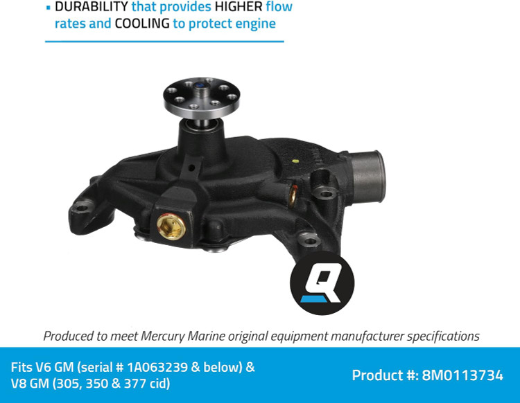 OPEN BOX OEM Quicksilver Mercruiser Mercury Small Block V6 V8 5.0 5.7 6.2 350 377 Circulating Water Pump 46-8M0113734 OPEN BOX OEM Quicksilver Mercruiser Mercury Small Block V6 V8 5.0 5.7 6.2 350 377 Circulating Water Pump 46-8M0113734