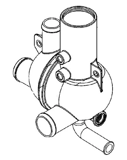 OEM MerCruiser Water Distribution Housing (Single Point / Rod Actuated - standard cooling) 863444T1 OEM MerCruiser Water Distribution Housing (Single Point / Rod Actuated - standard cooling) 863444T1