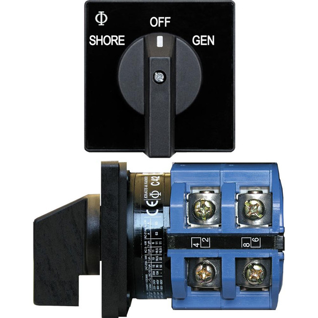 Blue Sea 9011 Switch, AV 120VAC 65A OFF +2 Positions Blue Sea 9011 Switch, AV 120VAC 65A OFF +2 Positions