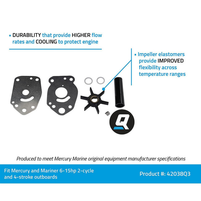 OEM Quicksilver Mercury & Mariner 6-15hp Outboard Water Pump Impeller Repair Kit 42038T4 47-42038Q3
