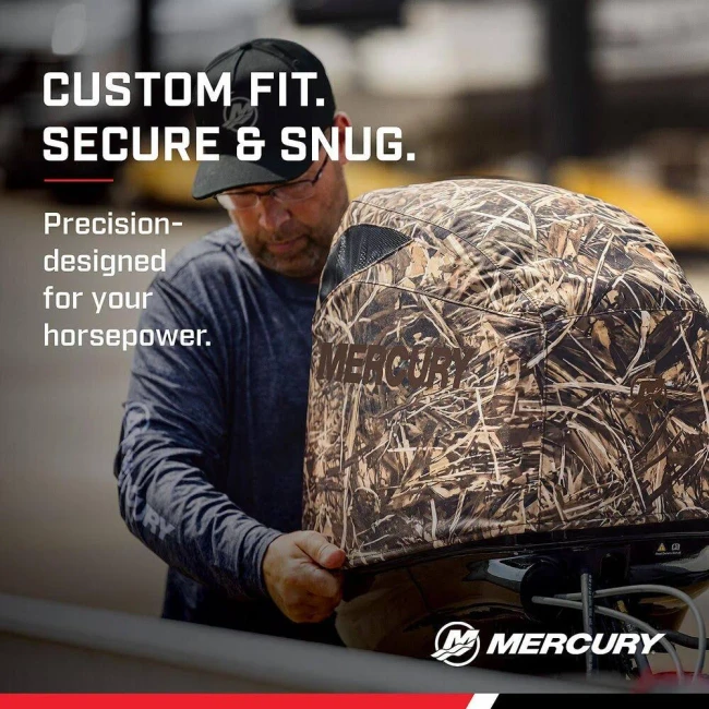 OEM Mercury Vented Splash Cover for 40hp-60hp FourStroke Outboard Engines, Shoreline Grass Camouflage Camo 8M0243229
