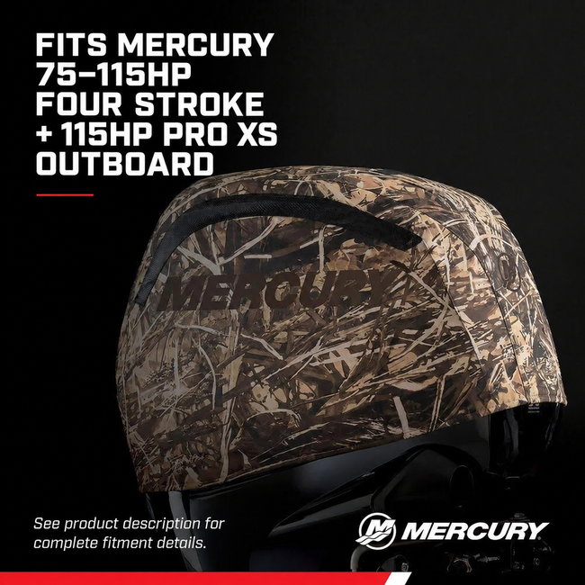 OEM Mercury Vented Splash Cover for 75hp-115hp FourStroke, 115hp Pro XS Outboard Engines, Shoreline Grass Camouflage Camo 8M0243230 