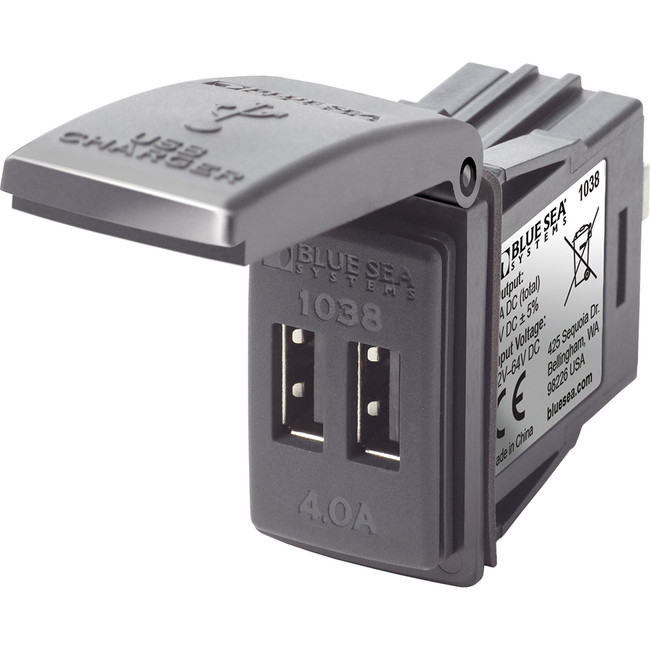 Blue Sea 1038 48V Dual USB Charger Contura Switch Mount Blue Sea 1038 48V Dual USB Charger Contura Switch Mount