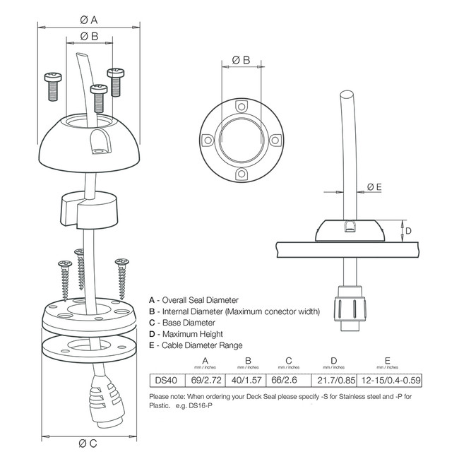 Scanstrut DS40-S Vertical Cable Seal - Stainless Steel Scanstrut DS40-S Vertical Cable Seal - Stainless Steel