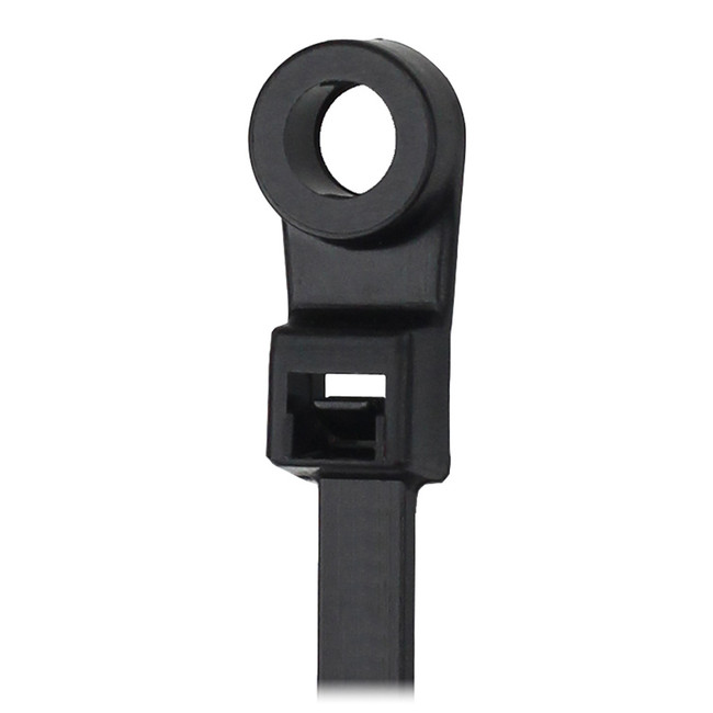 Pacer 8" Cable Tie w/Mounting Ring - Black - 50lb Tensile Strength - 2" Bundle Diameter - 100 Piece Bag - CTMR2S-100BK