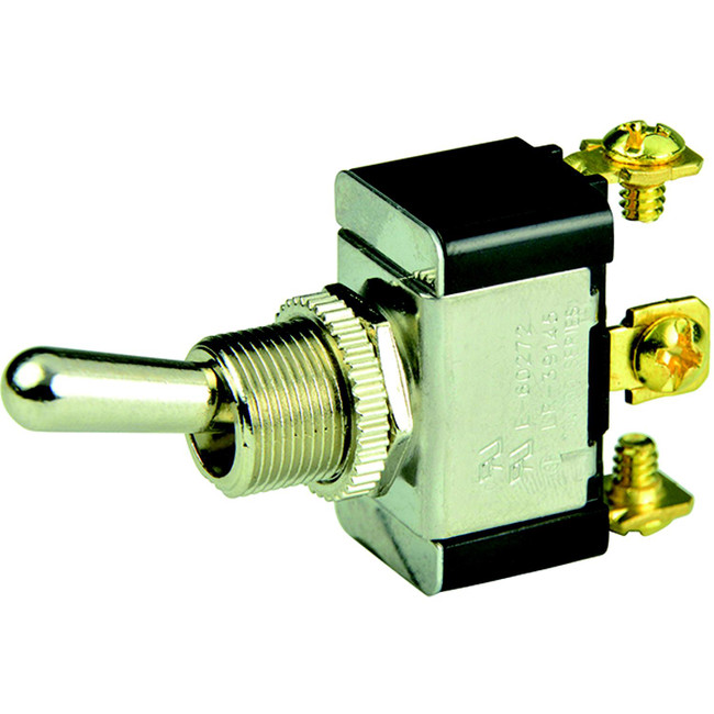 BEP SPDT Chrome Plated Toggle Switch - ON/OFF/(ON) - 1002015 BEP SPDT Chrome Plated Toggle Switch - ON/OFF/(ON) - 1002015