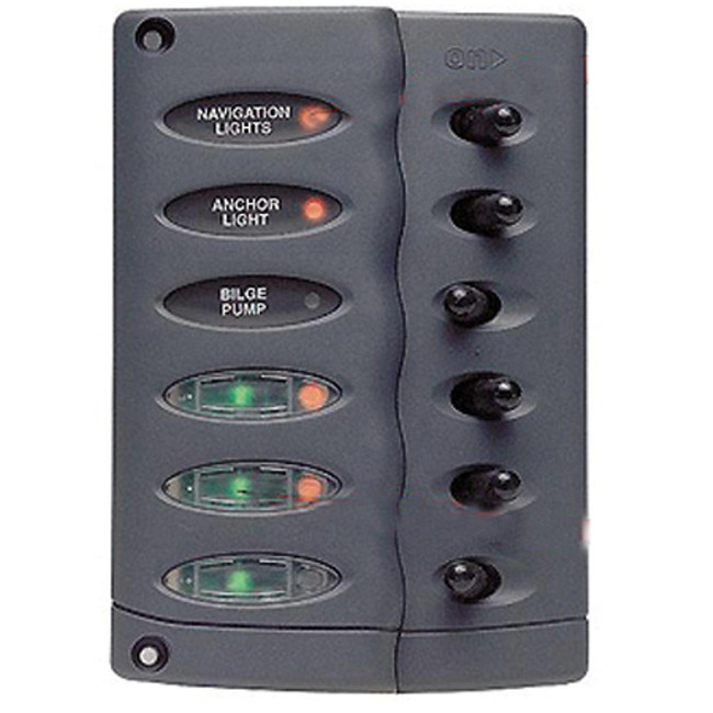 BEP Contour Switch Panel - Waterproof 6 Way w/Fuse Holder - CSP6-F