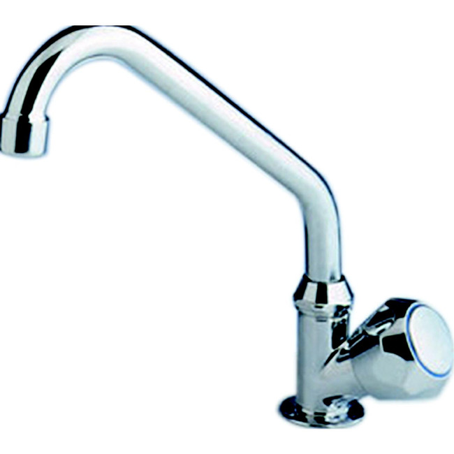 Scandvik 10169 Standard Cold Water Tap With Double Bend Swivel Spout, Standard Knob - 10169P