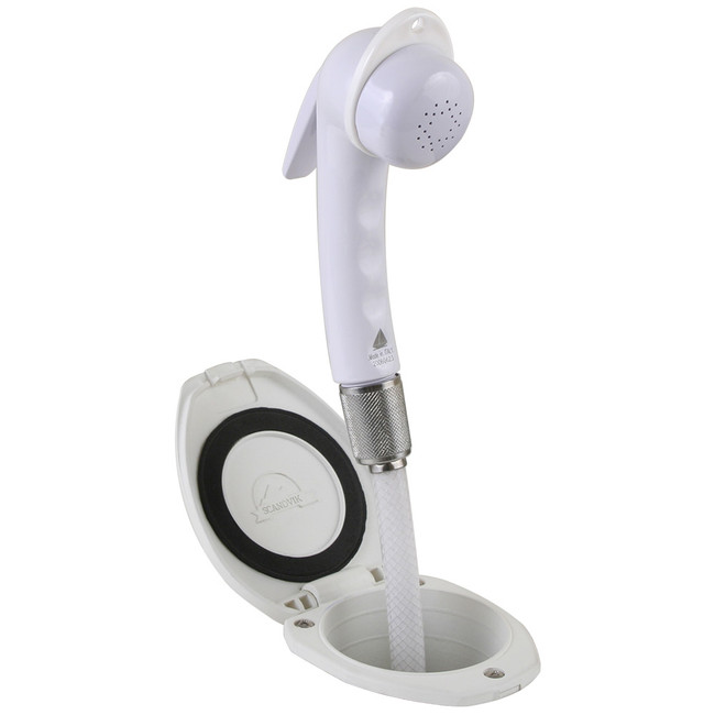 Scandvik Recessed Shower w/6' White Hose - Euro Trigger Sprayer - 12107P