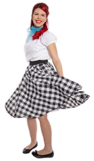 Black & White Check Circle Skirt w Crinoline