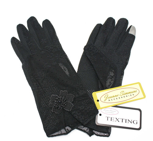 Sheer Black Mesh & Lace Touch Screen Gloves