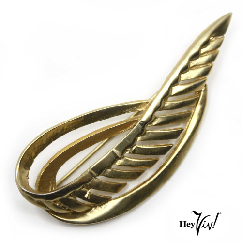 Curved Gold Leaf Vintage Pin