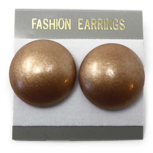 Vintage 80s Metallic Finish 1" Button Earrings - Gold, Bronze or Silver