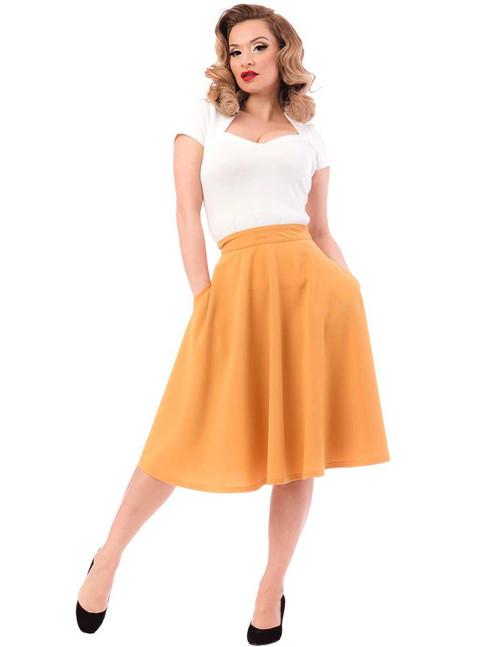 Mustard High Waist Skirt w Pockets by Steady - Sz Small and 1X