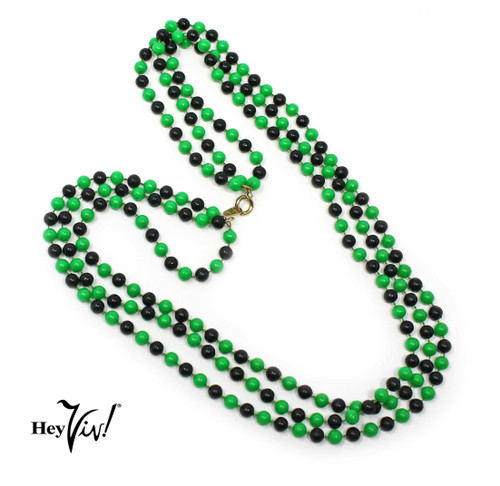 Green & Black Triple Strand Vintage Necklace