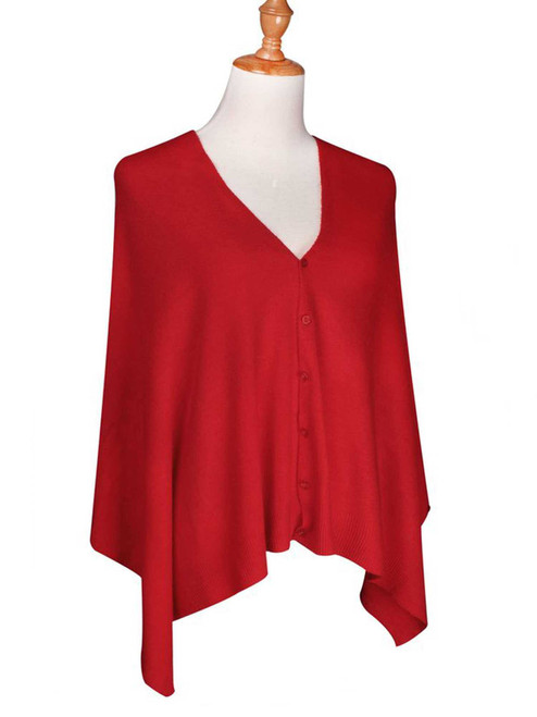 Versatile Button Scarf, Shawl, Shrug - Red