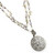 Double Strand Vintage Necklace w Intricate Round Pendant - Pearly Beads