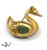 Vintage Jelly Belly Swan Pin - Green & Gold w Red Rhinestone Eye