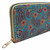 Turquoise Paisley Print Zip Wallet Clutch Easy to Hold & Carry 8 x4" 