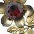 Vintage Deco Gold Pot Metal Flower Brooch Pin w Purple Glass Center 4"