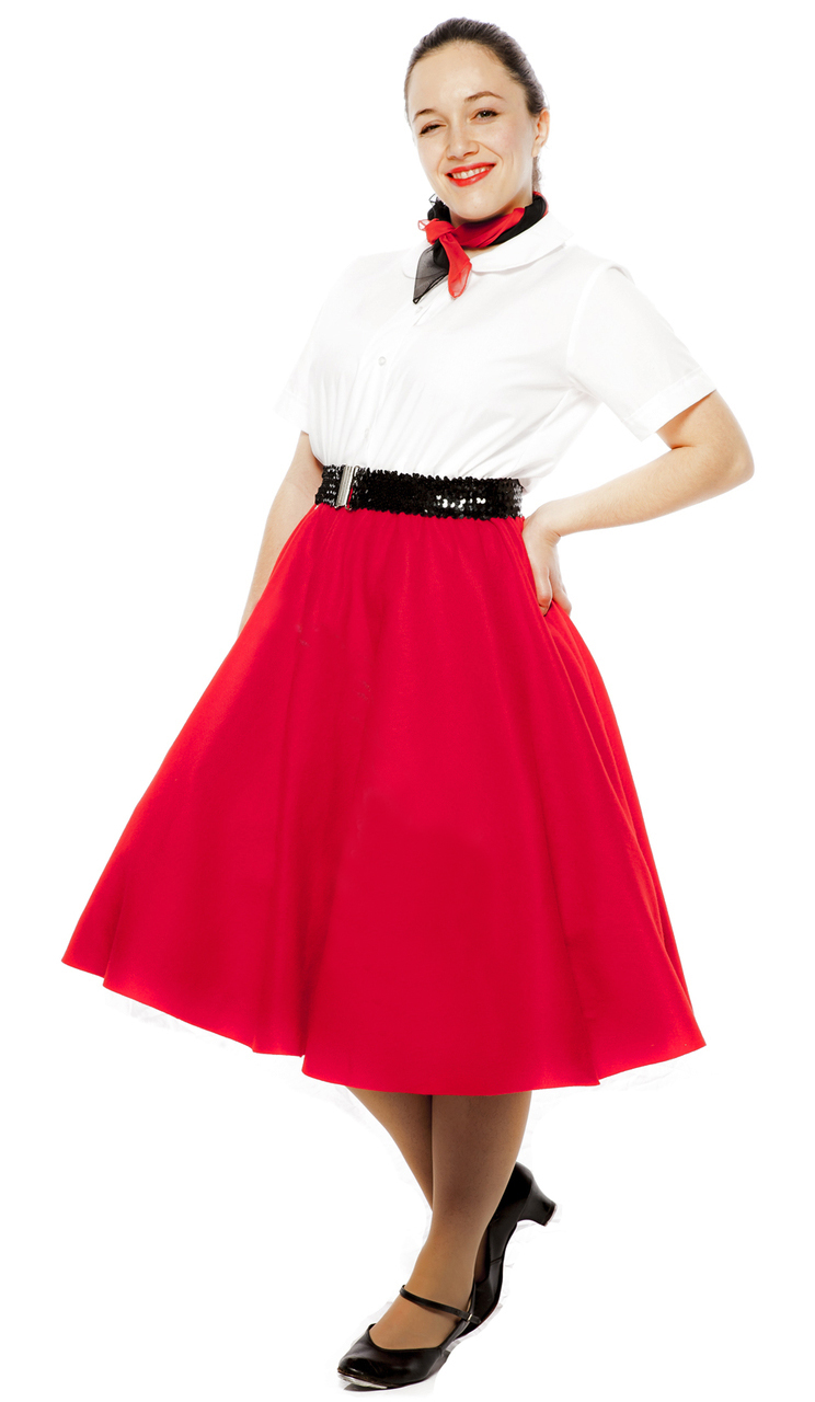 50's Style Red Circle Skirt, Peter Pan Blouse and Scarf at Hey Viv ! 