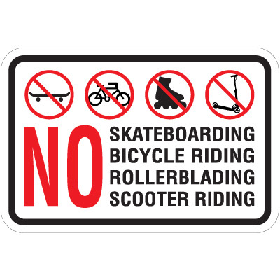 Verbotsschild 'No Skateboarding' – Aluminium, 35,6 X 25,4 Cm, Wetterfest Für Außenbereich, Mit Aufhängelöchern