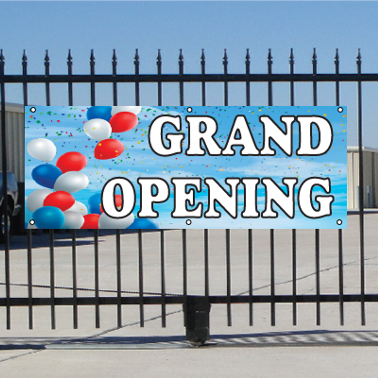 Grand Opening Banner Balloons Sky Signquick