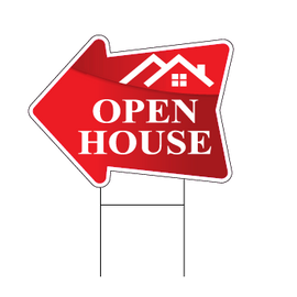 Stock Red  Arrow Shaped Open House Realtor Sign