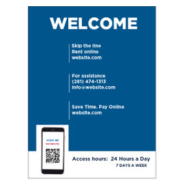 Welcome Rent Online Sign for Self Storage Facilities